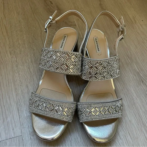 Alex Marie Silver Embellished Sandals - Picture 2 of 8